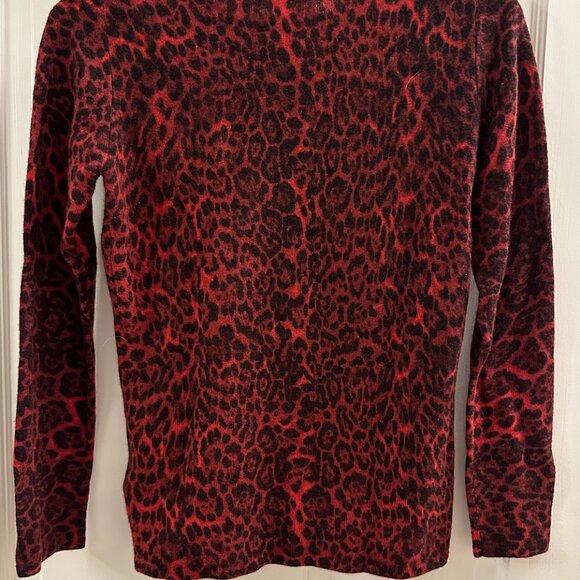 Neiman Marcus Cashmere Collection, red leopard print sweater size small - Picture 4 of 4